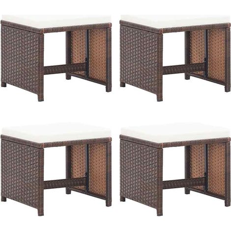 vidaXL Taburetes de jardín 4 uds con cojines ratán sintético marrón (1/5)