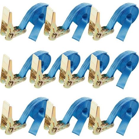 AREBOS 10 x Sangle d'Arrimage Sangle à Cliquet Sangles pour Transport Moto Camion Sangle Arrimage 4m x 25mm 800 daN (1/5)