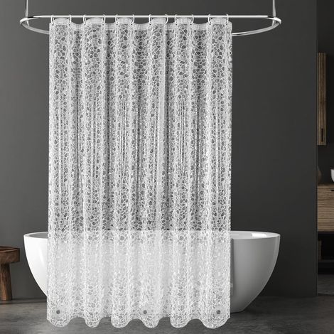 Rideau de Douche 180x180 cm, PEVA avec 12 Crochets, Motif Gravier (1/5)
