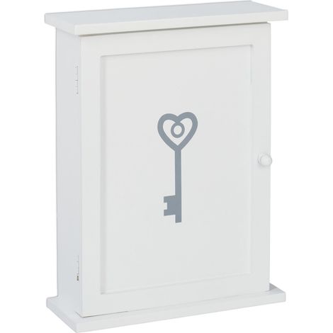 Caja para llaves de madera lacada en blanco estilo casa de campo 29 x 22 x 8 cm ambiente acogedor de madera blanca 130009993 (1/5)