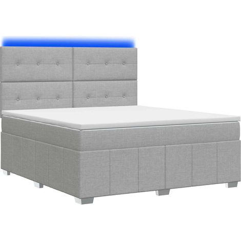 Maison Exclusive - Letto Box Spring LED con Materasso Grigio Chiaro 140 x 200 cm (1/5)
