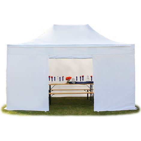 3x4,5 m Faltpavillon, PROFESSIONAL Alu 40mm, Seitenteile ohne Fenster, weiß