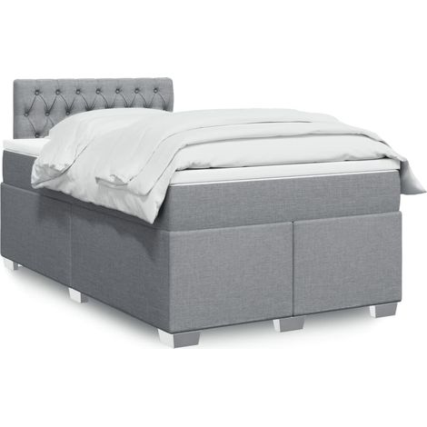 Boxspringbett mit Matratze Hellgrau 120x200 cm Stoff