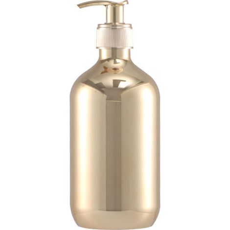 Dispenser di sapone liquido per bagno o cucina, flaconi di shampoo in plastica, acciaio inossidabile, contenitore per gel doccia Boston rotondo in cromo dorato, 500 ml, set da 2, oro e argento -Crezuo