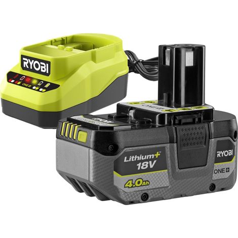 Packung mit 1 RYOBI-Akku und 1 Ladegerät, 18 V, 4 Ah RC18120A-140XG Lithium-Ionen-Akku RYOBI