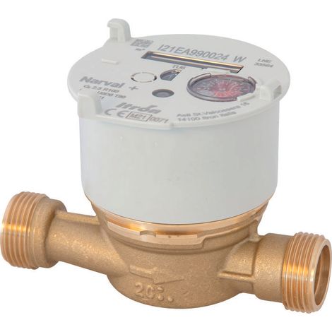 Compteur d'eau froid et chaud 3/4 – Filetage plomberie – Bâche laiton – Précision R100 – Faible débit de démarrage – Actaris
