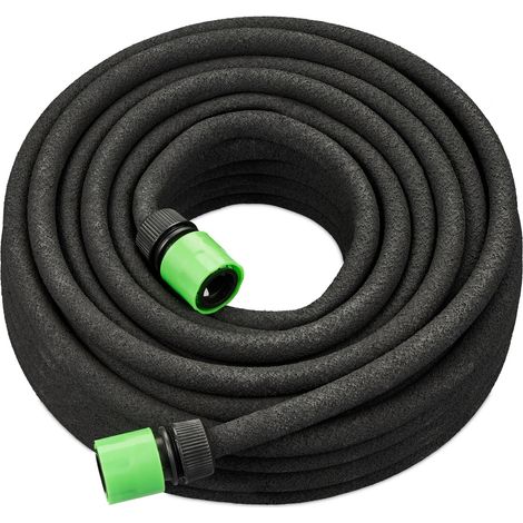 Relaxdays Tropfschlauch, 25 m, Perlschlauch zur Bewässerung von Hochbeeten und Hecken, Wasserschlauch, Garten, schwarz