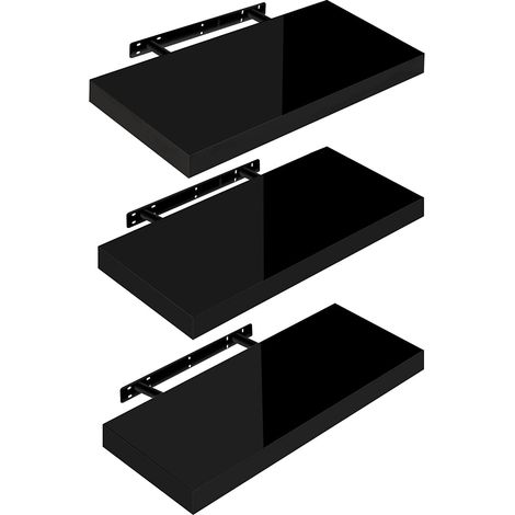 WOLTU 3 x Étagère Murale, Tablette Murale Panneau de Bois, Étagère Flottante, Étagère à Livres, 50x22, 9x3, 8cm, Nior RG9477sz-3 (1/4)