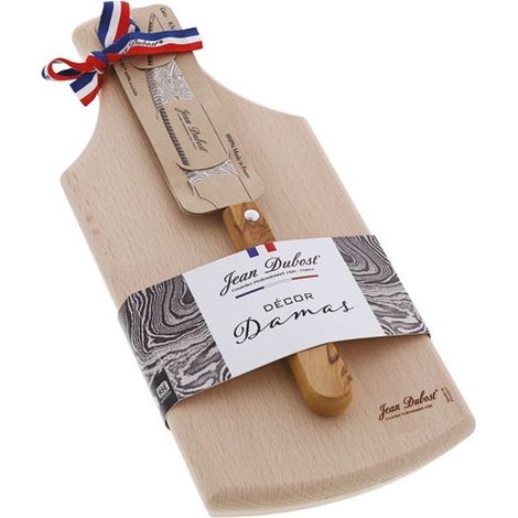 Piatto per aperitivo in faggio Damas - 26 x 10 cm - con coltello grill Tr - Jean Dubost