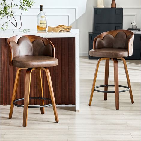 Set de 2 sillas de bar con respaldo de madera OKMYHOME (1/4)