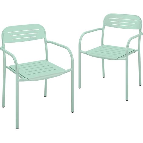 Set mit 2 stapelbaren Gartenliegen mit Armlehnen, wetterfest, 56 x 58 x 78 cm, Grün