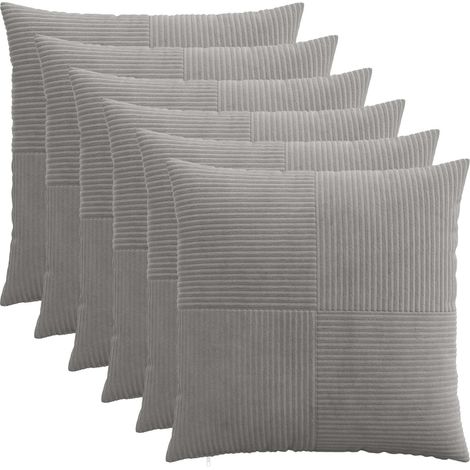vidaXL Federa 6 pcs ALMELO Grigio Chiaro 60 x 60 cm corduroy (1/5)