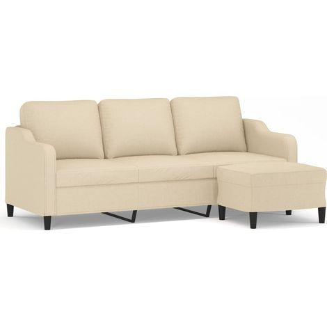 Canapé à 3 places,Sofa pour Salon,Banquette avec repose-pieds Crème 180 cm Tissu CFW669880 (1/5)