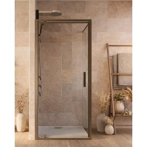 Box doccia 70x70 a battente Marsiglia reversibile trasparente H 195 cromo (1/5)