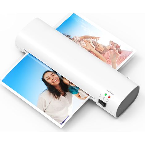 Plastifieuse thermique A4 de bureau (230 mm de largeur d'entrée), plastification à chaud et à froid, système à 2 rouleaux, chauffe rapide, compatible avec les pochettes de plastification A4/A5/A6, pou (1/5)
