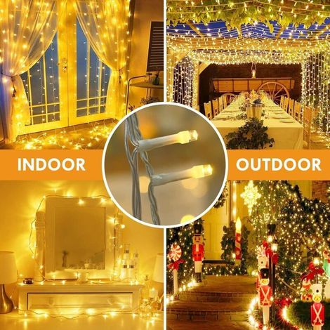 Guirlande lumineuse 100m 600 LED étanche pour intérieur et extérieur, décoration de Noël, mariage, jardin - Blanc chaud (1/3)