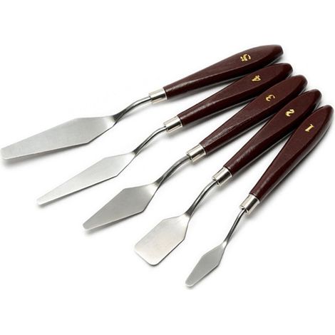 TRADE SHOP - Set 5pz Coltelli Coltello Spatola Per Tavolozza Pittura Materica Acrilico Olio Tela -