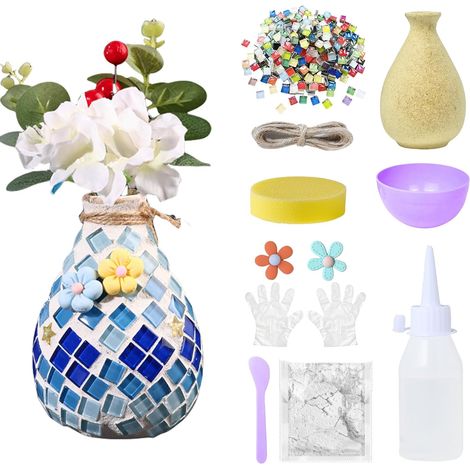 Colle Mosaique, Colles Mosaiques Loisir Creatif, Vase Kit Mosaique, colle Mosaique Verre pour les Projets D'artisanat DIY, Mosaique Loisir Creatif pour Mosaique, Idee Couple (1/5)