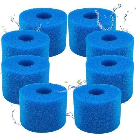 Lot de 8 filtres en mousse pour piscine Intex Type S1 - Filtres en mousse pour spas et piscines - Réutilisables et lavables- (1/5)