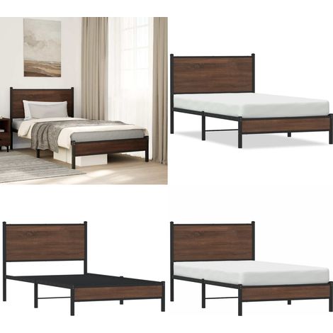 Metallbett ohne Matratze Braun Eichen-Optik 100x200 cm - Metallbett - Doppelbett - Boxspringbetten - Bettsystem - Etagenbett - Home & Living (1/5)