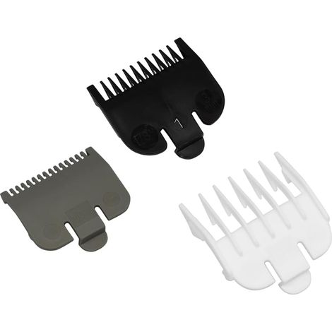 Lot de 3 sabots de tondeuse (1,5 mm, 3 mm, 4,5 mm), peigne universel pour tondeuse électrique, accessoires pour salon de coiffure et usage domestique (noir, blanc et gris) (1/5)