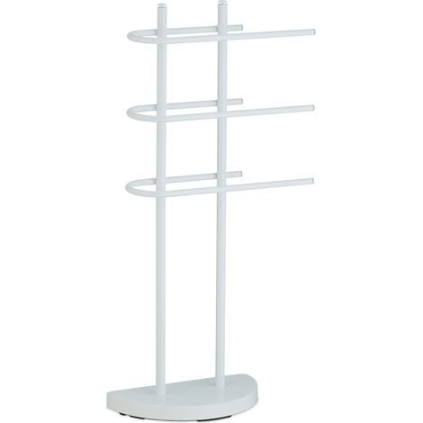 Porte-serviettes moderne 3 barres de séchage polyvalent salle de bain chambre 55 x 25 x 90 cm en plastique blanc (1/5)