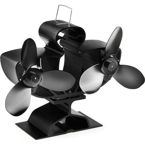 Double Ventilateur de Poêle à Bois Ventilateur Cheminée à 6 Pales Alimenté par la Chaleur Silencieux, Circulation Respectueuse de l'Environnement (1/5)