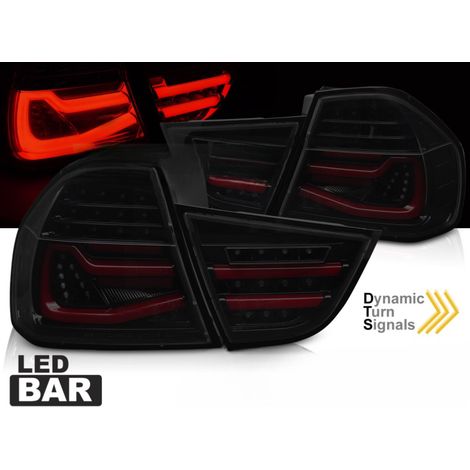 Paire de feux arriere BMW serie 3 E90 Berline 09-11 LCI FULL LED BAR Dyn Noir Fume (1/4)