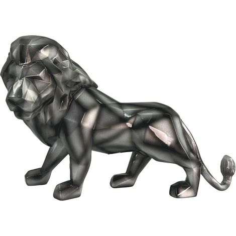 Sculpture moderne lion gris anthracite