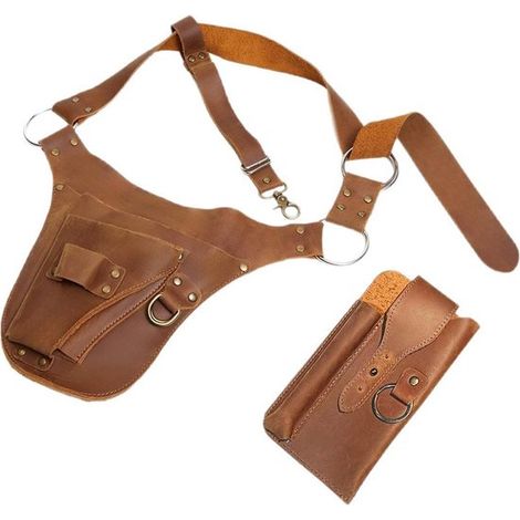 Ceinture porte-outils pratique avec porte-marteau et ceinture - 5 poches - Cuir - Tablier à clous - Ceinture ajustable avec fermeture à pression - Ceinture porte-outils (1/5)