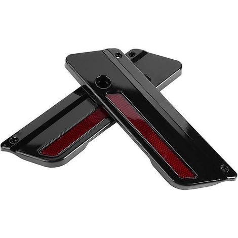 2pcs Couvre-Serrure de Sacoche Moto Réflecteurs Noir pour Glide Touring 94-17, Pièces de Remplacement Réfléchissantes pour Sacoches Latérales (1/4)