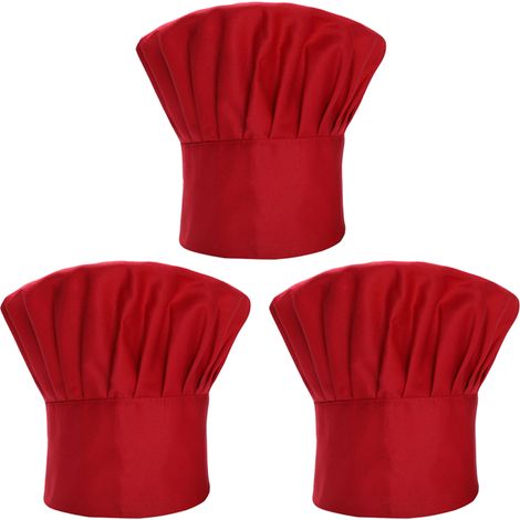 Juego de 3 gorros de chef, elásticos, ajustables, de poliéster y algodón, para cocinar y hornear. (1/5)