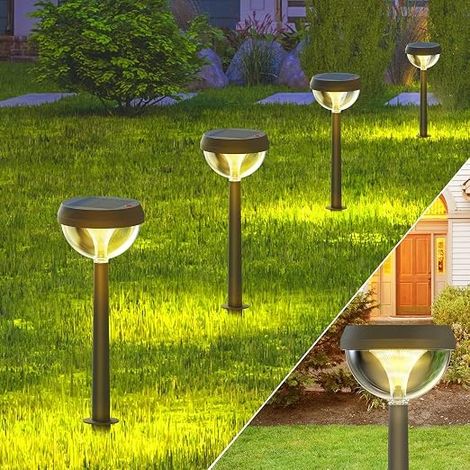 Solar Garden Lights, Outdoor Solar Lighting Waterproof IP54 with 3 Lighting Modes and Brightness Range 2m, Decorative Light for Pathway, Yard, Patio, Warm White, 4pcs (1/5)