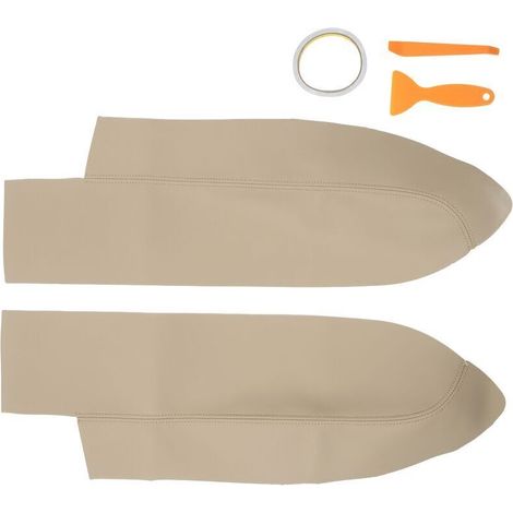 1 par de fundas para reposabrazos de puertas delanteras de coche en cuero de microfibra, accesorios de repuesto para el interior del coche (color crema) Reposacabezas y reposabrazos - Crezuo (1/4)