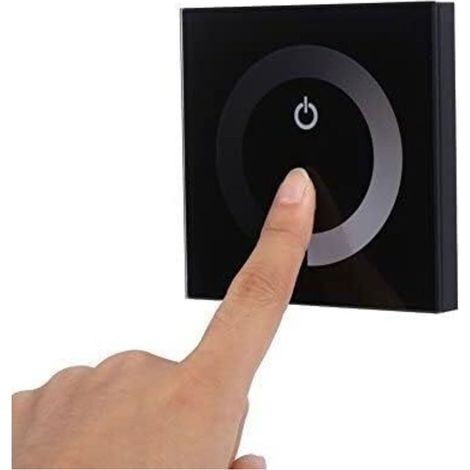 Panneau contrôleur mural tactile LED DC 12-24V avec Commutateur gradateur de changement de luminosité pour réglage lumières (Couleur : Noir) (1/5)