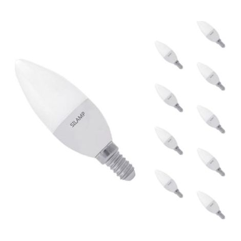 Pack de 10 - Ampoule LED E14 8W 220V C37 180° - Blanc Froid 6000K - 8000K - SILAMP