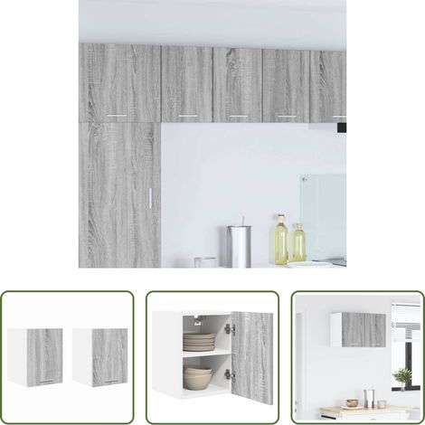 Rangement cuisine - Armoire suspendue 2 pcs Gris Sonoma et Blanc 30 x 31 x 40 cm (1/5)