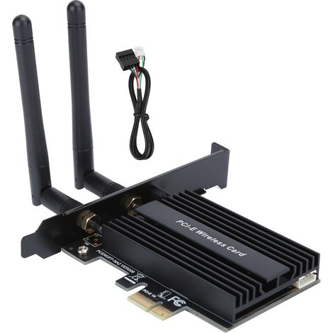 Carte WiFi 6 PCI Express 3000Mbps Intel AX200, Bluetooth 5.0, Double Bande 2.4G/5GHz, Noir (1/5)