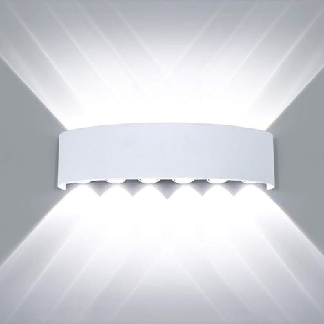 Moderne Imperméable Lampe Murale LED Applique Murale Up Down Aluminium Lèche-murs LED Intérieur Extérieur pour Salle de Bains Chambre à Coucher Couloir Salon Porche Escalier, 12W Blanc (1/5)