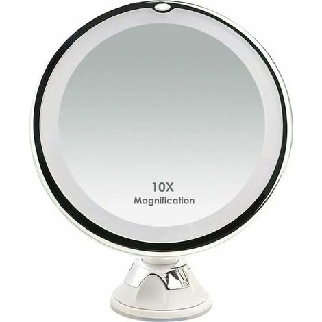 Soavoa Miroir Grossissant LED Ventouse Salle De Bain Rotation 360 Maquillage Rasage Pliable Sans Fil 1x (1/5)