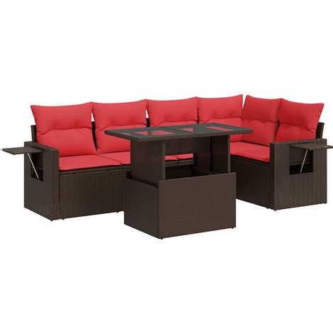 Maison Exclusive - Set Divano Giardino 6 pz con Cuscini Marrone Polyrattan Acacia