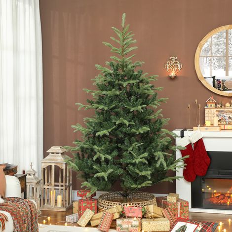 Árbol de Navidad Artificial 210 cm con 1123 Ramas y Soporte Metálico Plegable Fácil Montaje para Salón Interior Verde (1/5)