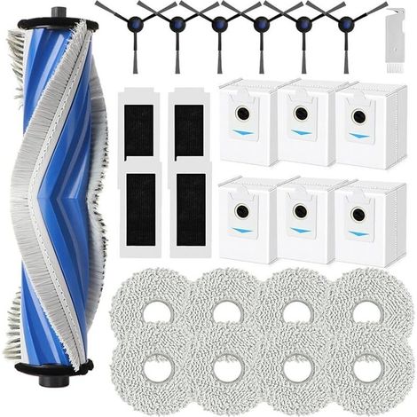 Replacement Accessories for Ecovacs Deebot T30S Pro/T30S, Replacement Set with 1 Main Brush, 8 Mop Pads, 6 Dust Bags, 6 Side Brushes, 4 HEPA Filters (1/5)