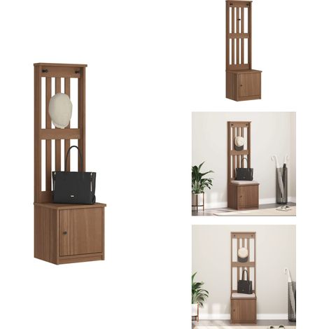 Portemanteau SANDENS 45x40x159,5 cm bois massif pin - Portemanteau - Portemanteaux - Banc De Couloir - Armoire De Couloir (1/5)