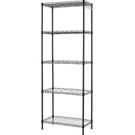Étagère de rangement robuste à 5 niveaux en fil métallique (noir) (1/5)