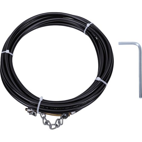 Câble de débouchage de canalisations de 4 mètres avec tige flexible et chaîne rotative pour déboucher les tuyaux de 50 à 75 mm. Convient pour les douches et les lavabos. (1/5)