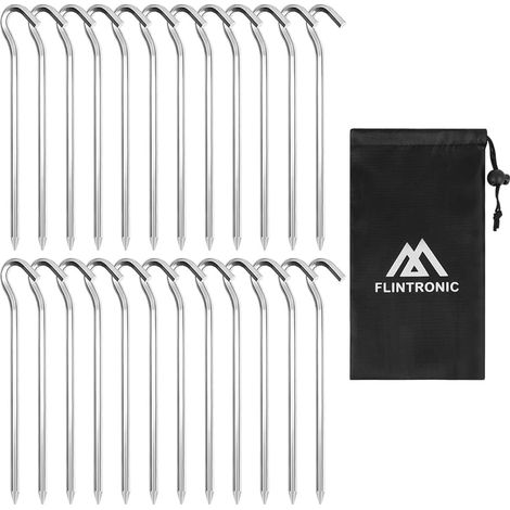 Tent Pegs, Pack of 24 Aluminum Alloy Ground Stakes, Anchoring Pegs with J-Hooks, Portable, Rustproof, for Garden, Camping, Fishing and Tents - 23 CM (1/5)