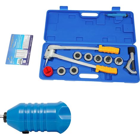 Kit de expansión de tubos, 7 cabezales de expansión, incluye cortatubos y herramientas, color azul. (1/2)