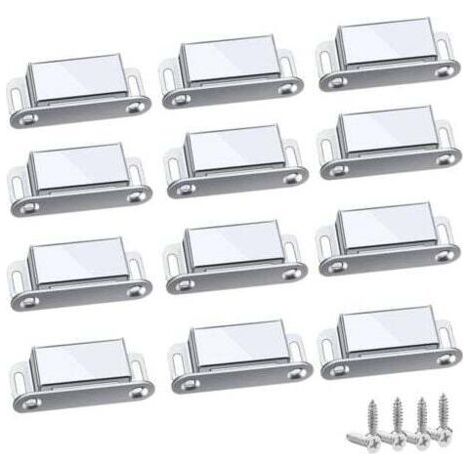 Loquet Magnetique, 12 Pièces Aimants loqueteaux magnétiques Placard Aimant Puissant Robuste Jusqu'à 6kg, Pour Tiroirs Porte de Douche Aimanté Armoire Placard, Cabinet, Meubles (45mm-12pc)