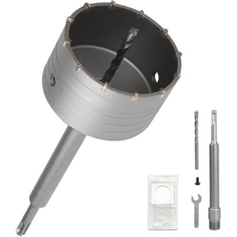 Pr 110mm Scie Cloche Beton, avec 220mm Rallonge SDS PLUS et Foret de Centrage, Carotteuse Beton, Trépan Béton Multi Matériaux, Scie Cloche pour Maçonnerie Pierres, Ciment, Brique (1/4)